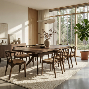 Diamond İlaveli Yemek Masası - 192 cm | Koyu Meşe