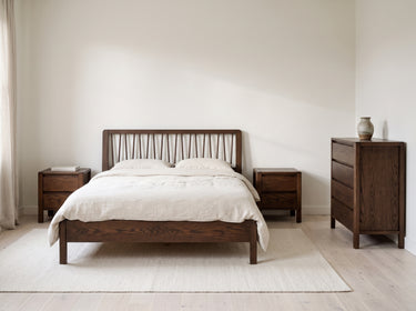 Modesto Parmaklıklı Yatak Odası Takımı - 160x200 cm, 4 Parça | Koyu Meşe