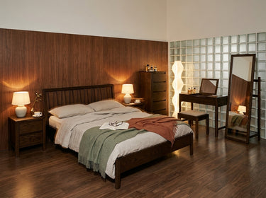 Modesto Parmaklıklı Yatak Odası Takımı - 160x200 cm, 8 Parça | Koyu Meşe