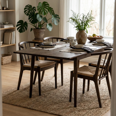 Henlow İlaveli Yemek Masası | Koyu Meşe