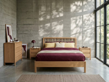 Modesto Parmaklıklı Yatak Odası Takımı - 160x200 cm, 4 Parça | Natürel Meşe