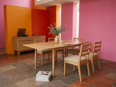 Henlow İlaveli Yemek Odası Takımı - 6 Ligna Sandalye, Avila Konsol | Natürel Meşe