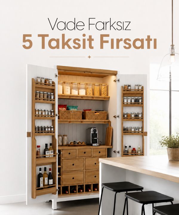 Vade farksız 5 taksit fırsatı – ahşap meşe kiler dolabı